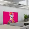 Lama - Kimono - Bloemenkrans - Felroze keuken achterwand spatscherm klein -3d_schuin