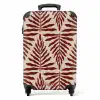 Patroon van bladeren in beige met rood NBS - Handbagage koffer - Unisex middel -productfoto_recht