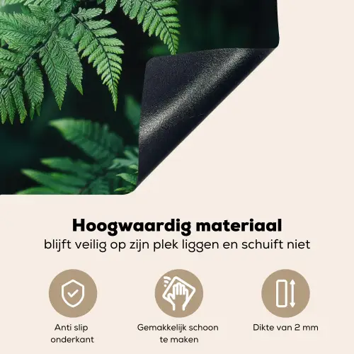 Varenblad - Groen - Structuur - Wazig Inductie beschemer met haakjes middel -ky-onderkant-nl
