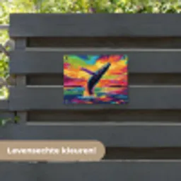 Zonsondergang - Walvis - Geschilderd - Kleurrijk tuinposter los doek klein -sfeer3