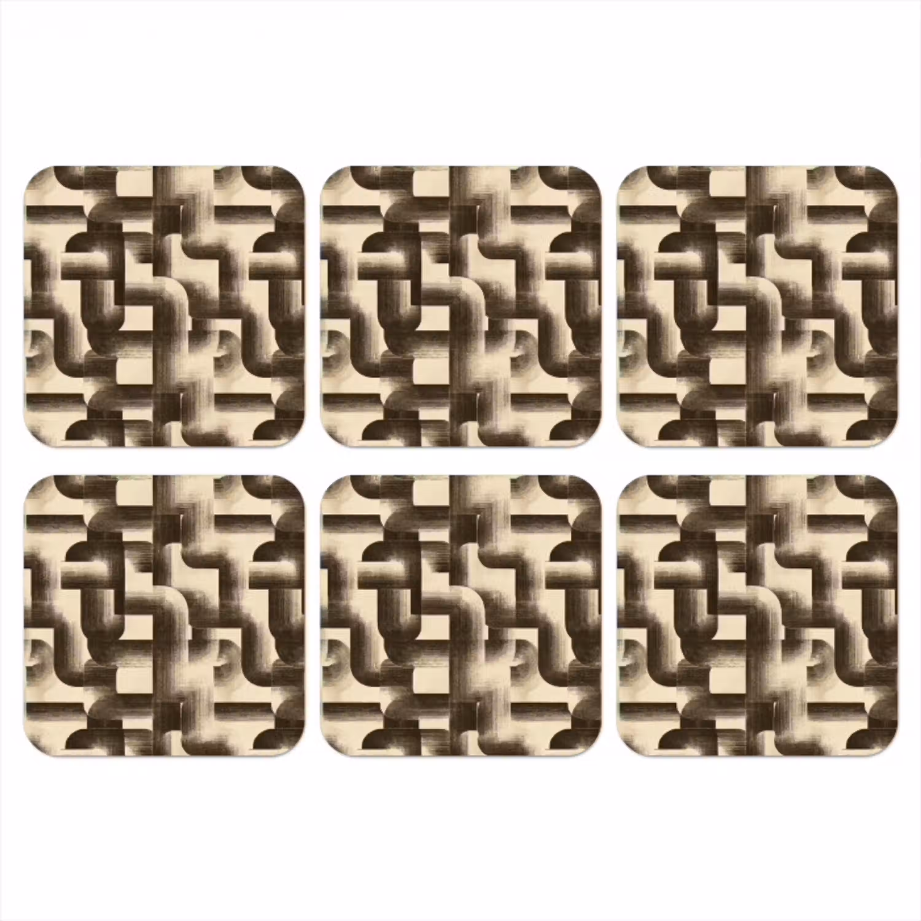 Abstract - Retro - Zwart onderzetter kurk middel 366 -3d