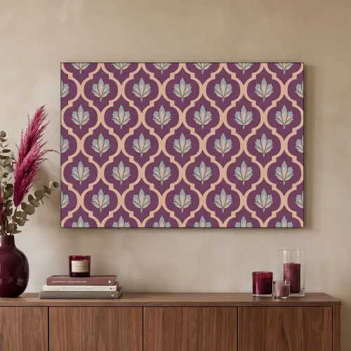 Patroon - Paars - Bloem Textielframe zwart klein -sfeer1