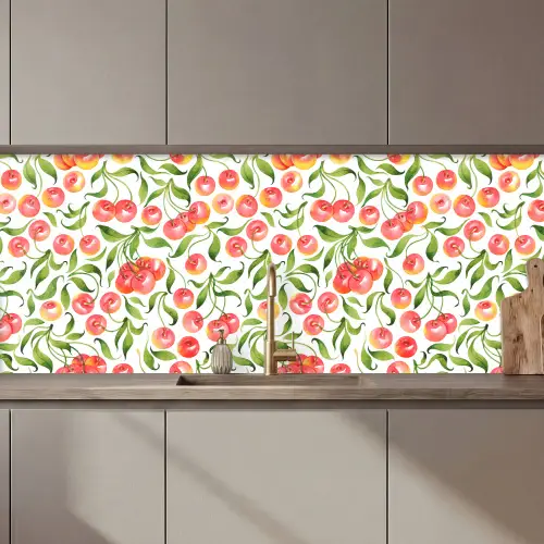 Patroon - Kersen - Wit keuken achterwand 2 middel 871 zz_3dshopping