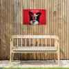 Hond - Hartjesbril - Loveyou - Rood Tuinposter op houten frame 2 cm dik klein -sfeer4