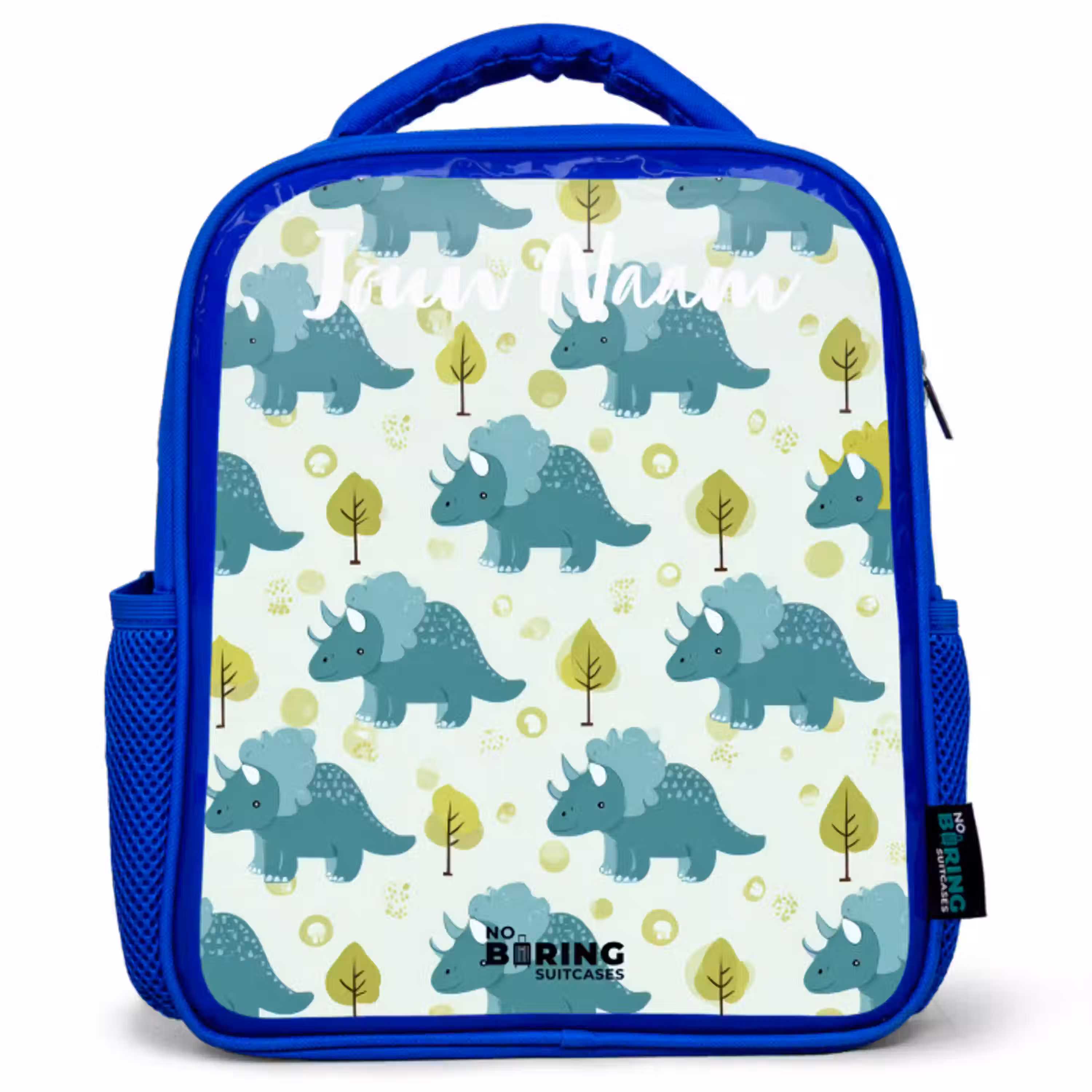 Dinos - Patroon - Natuur Kinderrugzak - Blauw middel -3d
