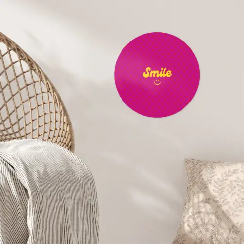 Smile - Stippen - Roze Wandcirkel behangsticker klein -sfeer4