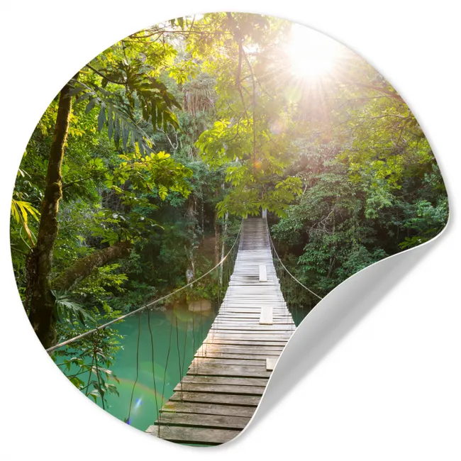 Jungle - Water - Brug - Natuur - Planten Wandcirkel behangsticker klein -3d
