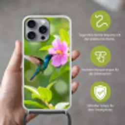Kolibrie - Bloem - Natuur - Groen Hoesje iPhone 16 Pro Max met koord klein -sfeer2_DE