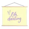 Oh darling - Geel - Hart textielposter latten blank klein -3d