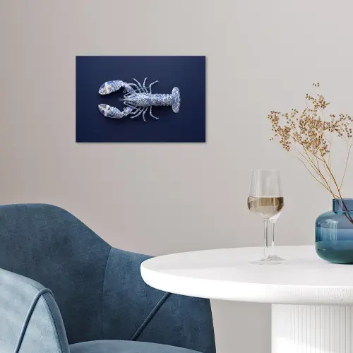 Kreeft - Porselein - Delfts - Blauw poster papier klein -sfeer3