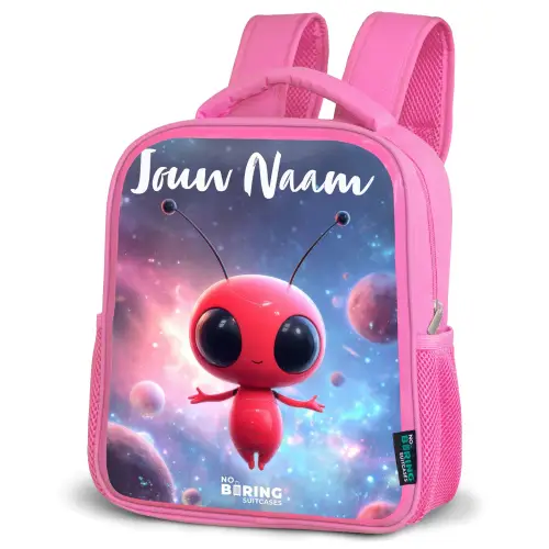 Rood Ruimtewezen in Kosmische Dans Kinderrugzak - Roze middel -schuin