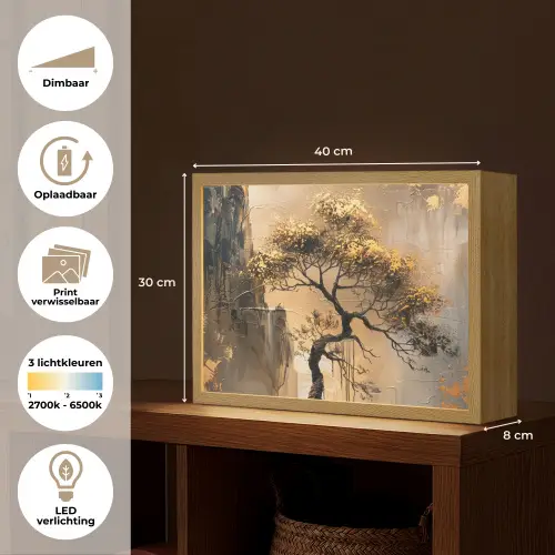 Boom - Goud - Landschap - Verf Light Box met batterij (Wandlamp) middel -USP_websiteoverzichtNL