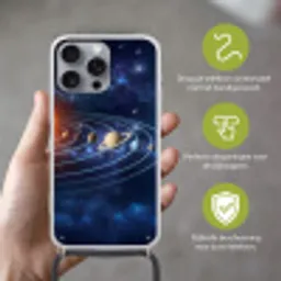 Ruimte - Zonnestelsel - Blauw Hoesje iPhone 16 Pro Max met koord klein -sfeer2_NL