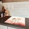 Palmbomen - Heuvels - Minimalistisch - Zachtroze Inductie beschermer vinyl 3mm middel -sfeer3