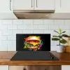 Hamburger - Graffiti - Verf - Kleurrijk - Eten - Abstract keuken achterwand spatscherm klein -sfeer2