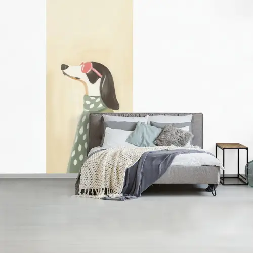 Hond - Zonnebril - Sjaal fotobehang vinyl groot -slaapkamer