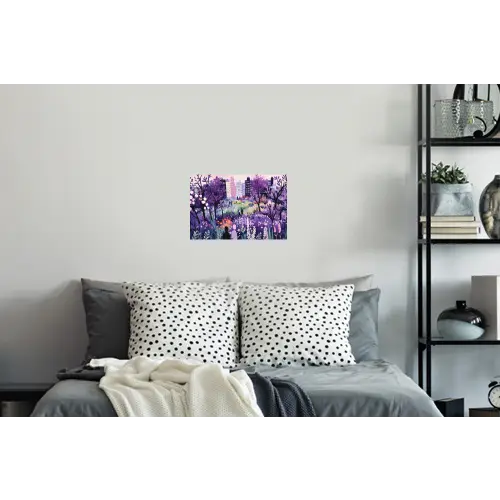 Park - Bomen - Bloemen - Gebouwen Muursticker klein -slaapkamer