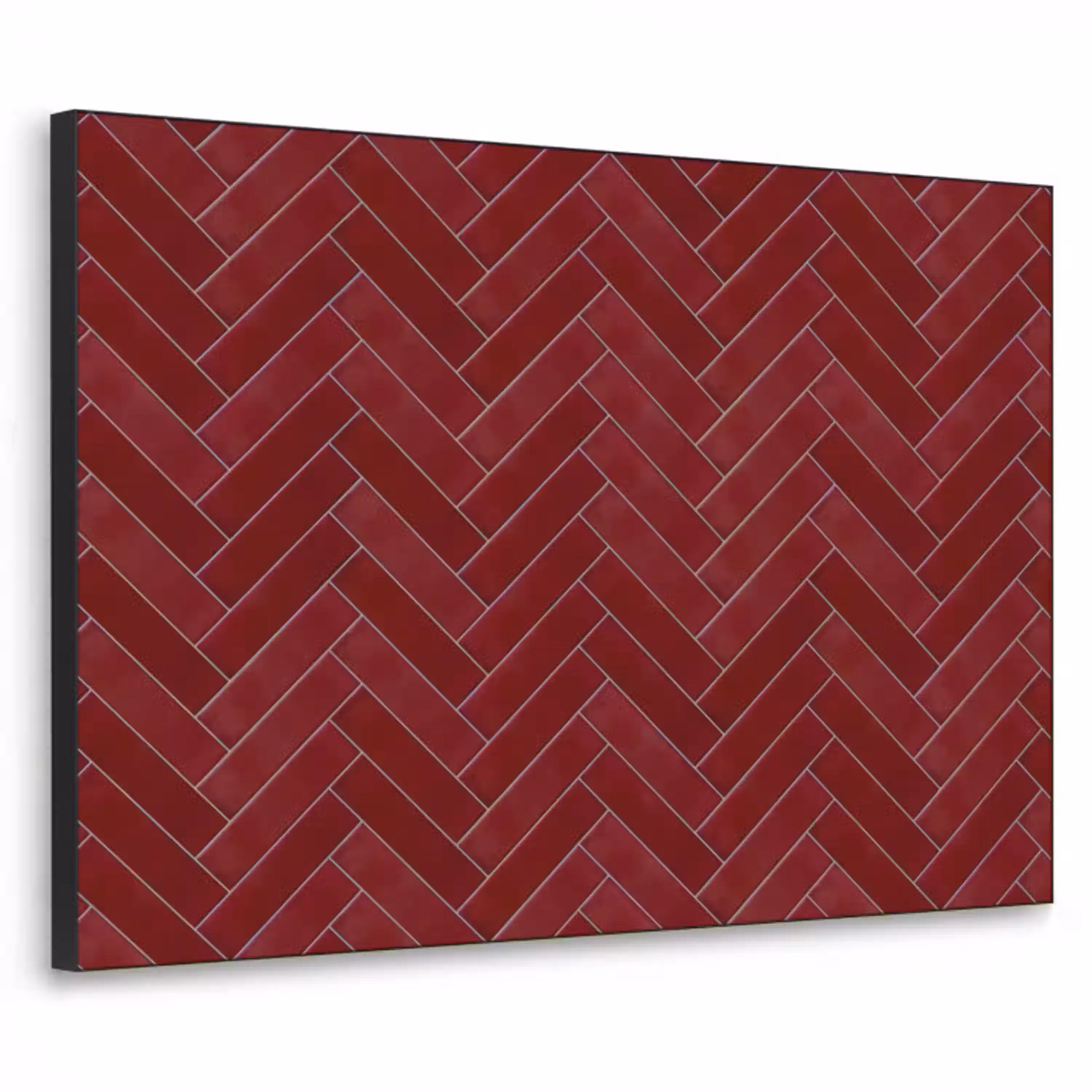 Visgraat - Wandtegel - Bordeaux - Rood Textielframe zwart klein 947 -3d