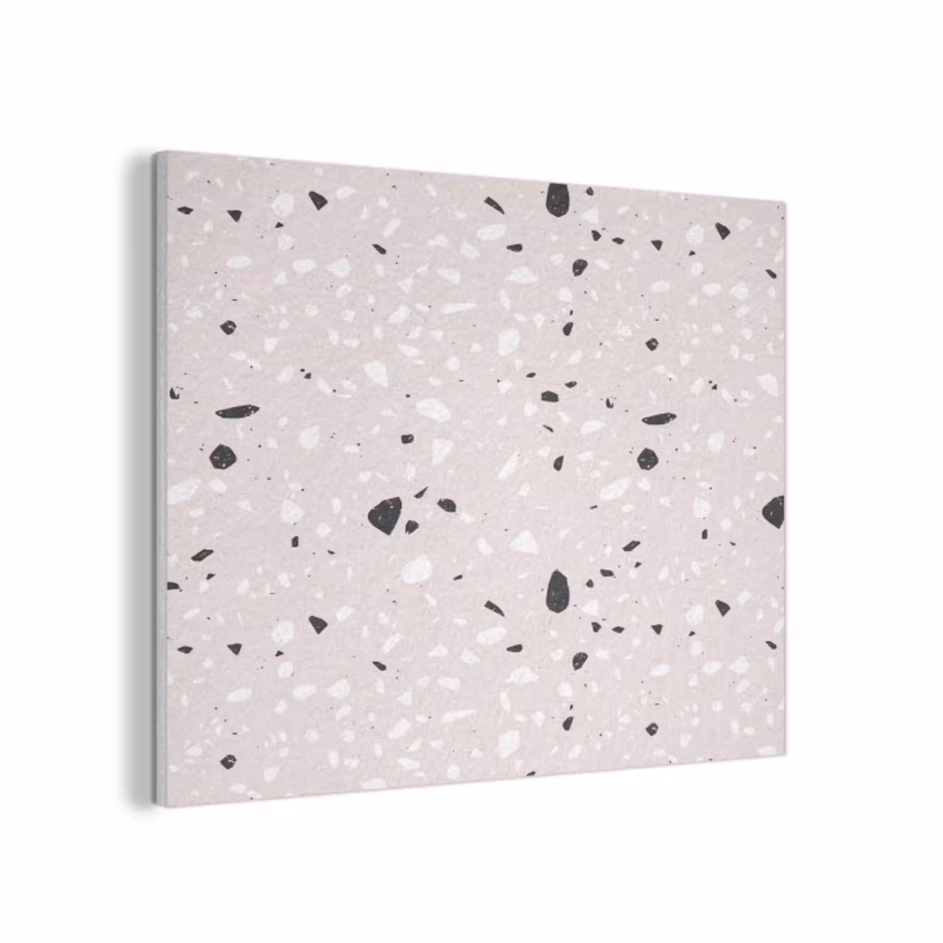 Terrazzo -  Patroon - Zacht - Zwart - Wit PET vilt klein 837 -3d
