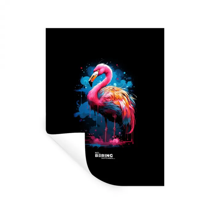 Gekleurde flamingo voor een verfexplosie Muursticker klein -3d