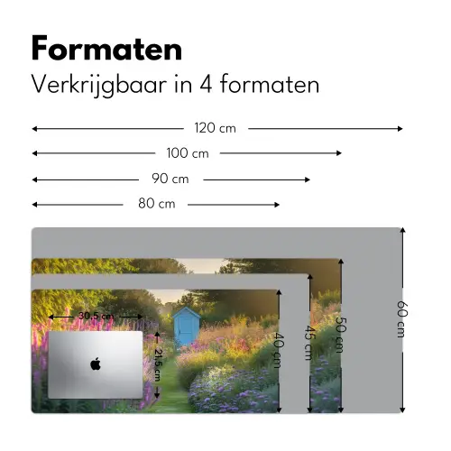 Tuinhuisje - Blauw - Bloemen Muismat XXL klein -sfeer5