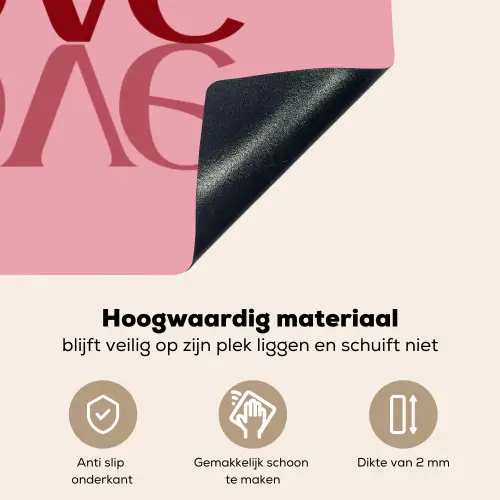 Love - Roze - Spiegeling Inductie beschemer met haakjes klein -ky-onderkant-nl