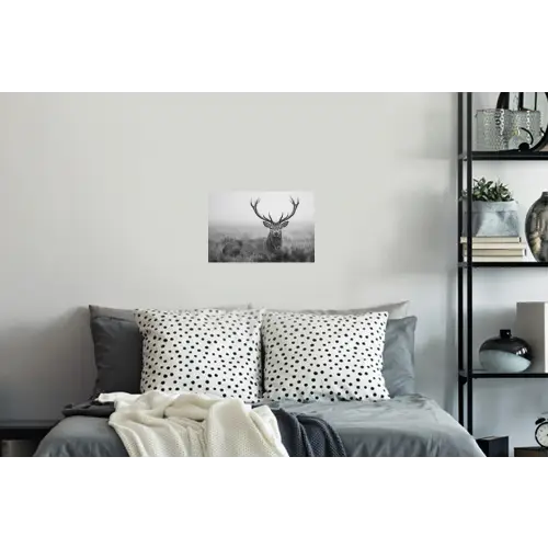 Hert - Mistig - Zwart - Wit Muursticker klein -slaapkamer