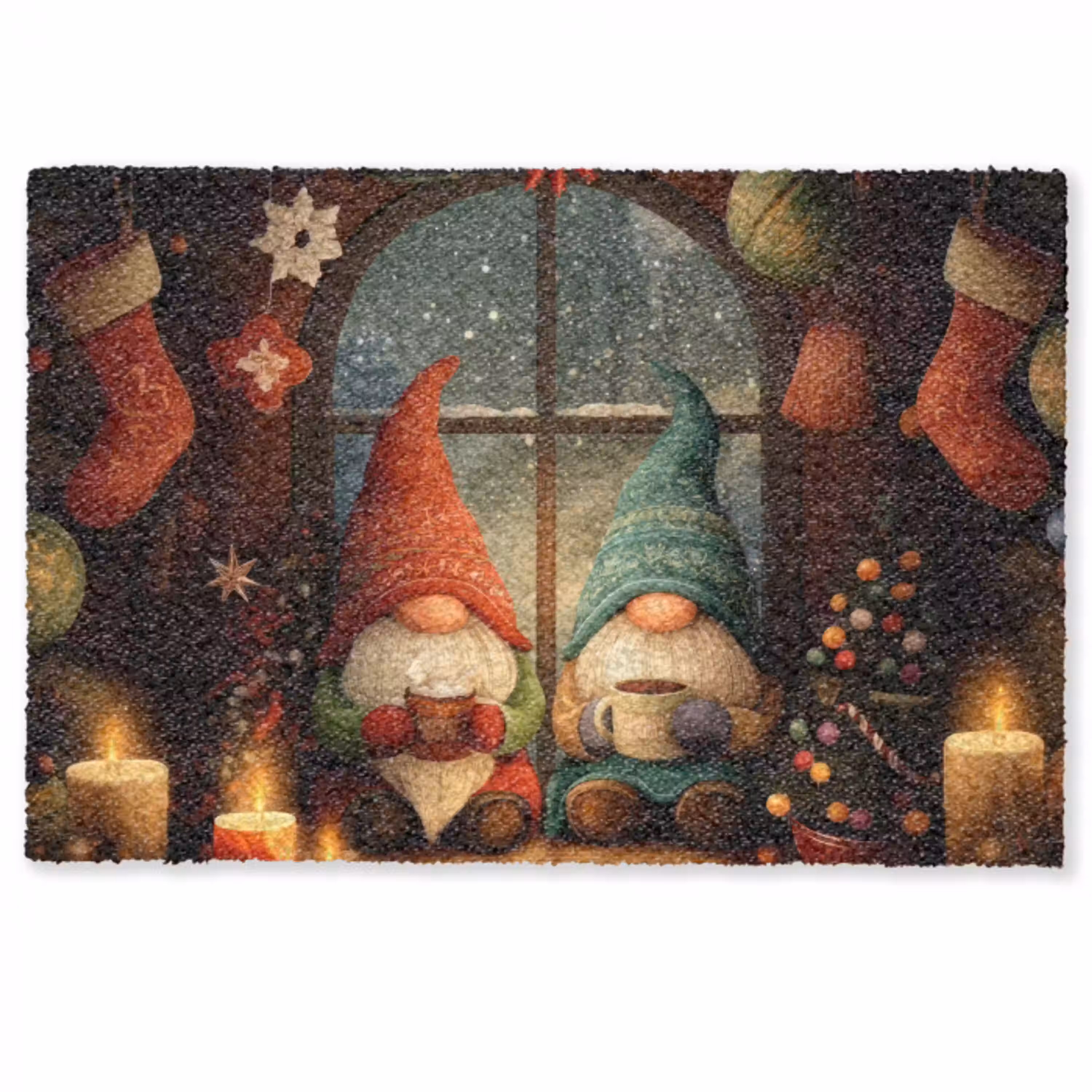 Gnooms - Kerst - Raam - Kleurrijk Deurmat klein -zkaufland3d