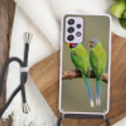 Papagaai - Tak - Natuur - Kleurrijk Hoesje Samsung Galaxy A52 5G met koord klein -sfeer4