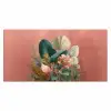 Tropische bladeren - Bloemen - Roze - groen Muismat XXL klein -3d_leeg