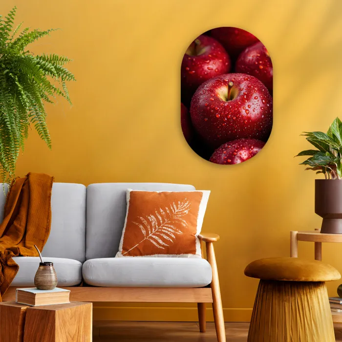 Rood - Appels - Fruit Wandcirkel Ovaal Forex klein -sfeer4