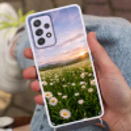 Madelief - Veld - Heuvels - Groen Hoesje Samsung Galaxy A52 5G met koord klein -sfeer3