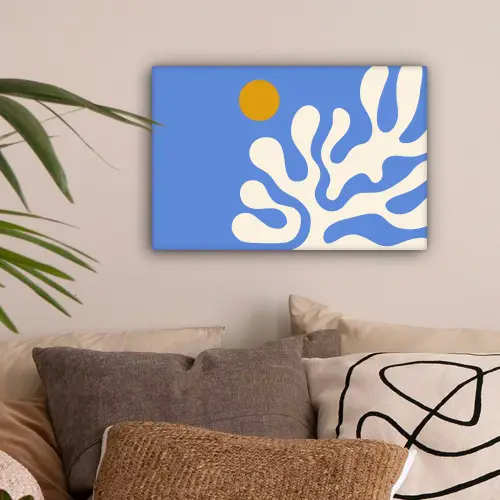 Minimalistisch - Organisch patroon - Blauw canvas 2cm klein -sfeer1