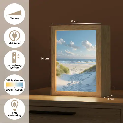 Duinen - Zomer - Zon - Landschap - Zee Light Box met kabel (Tafellamp) klein -USP_NL