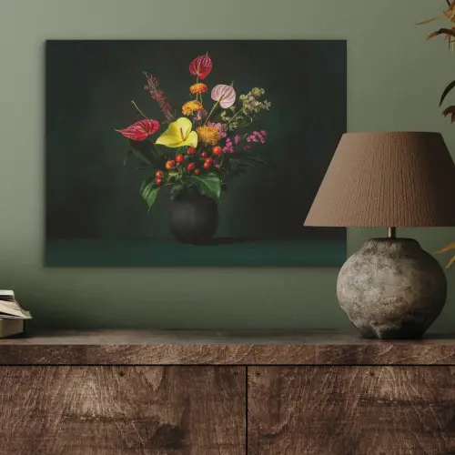 Bloemen - Vaas - Zwart PET vilt klein -sfeer2