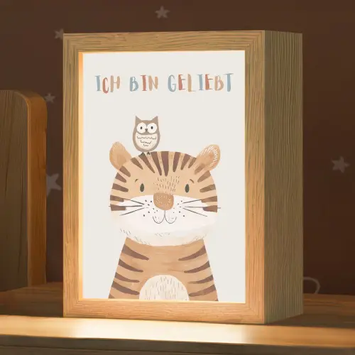 Leeuw - Uil - Beige - Dieren - Quote Light Box met kabel klein -zzz_3d_website