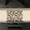 Abstract - Retro - Bruin keuken achterwand spatscherm klein 900 -sfeer1