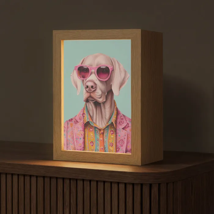Hond - Overhemd - Bloemen - Bril Light Box met kabel (Tafellamp) klein -z3d_website