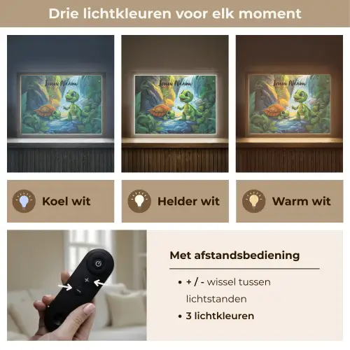 Schildpad - Dino - Jungle - Waterval Light Box met batterij (Wandlamp kind) middel -USP_lichtkleurNL