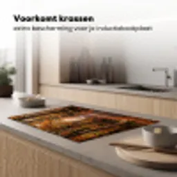 Bospad - Herfstbos - Bladeren - Oranje - Nostalgisch Inductie beschermer vinyl 3mm klein -sfeer1