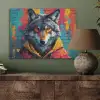 Graffiti - Wolf - Street art - Blauw PET vilt klein -sfeer2