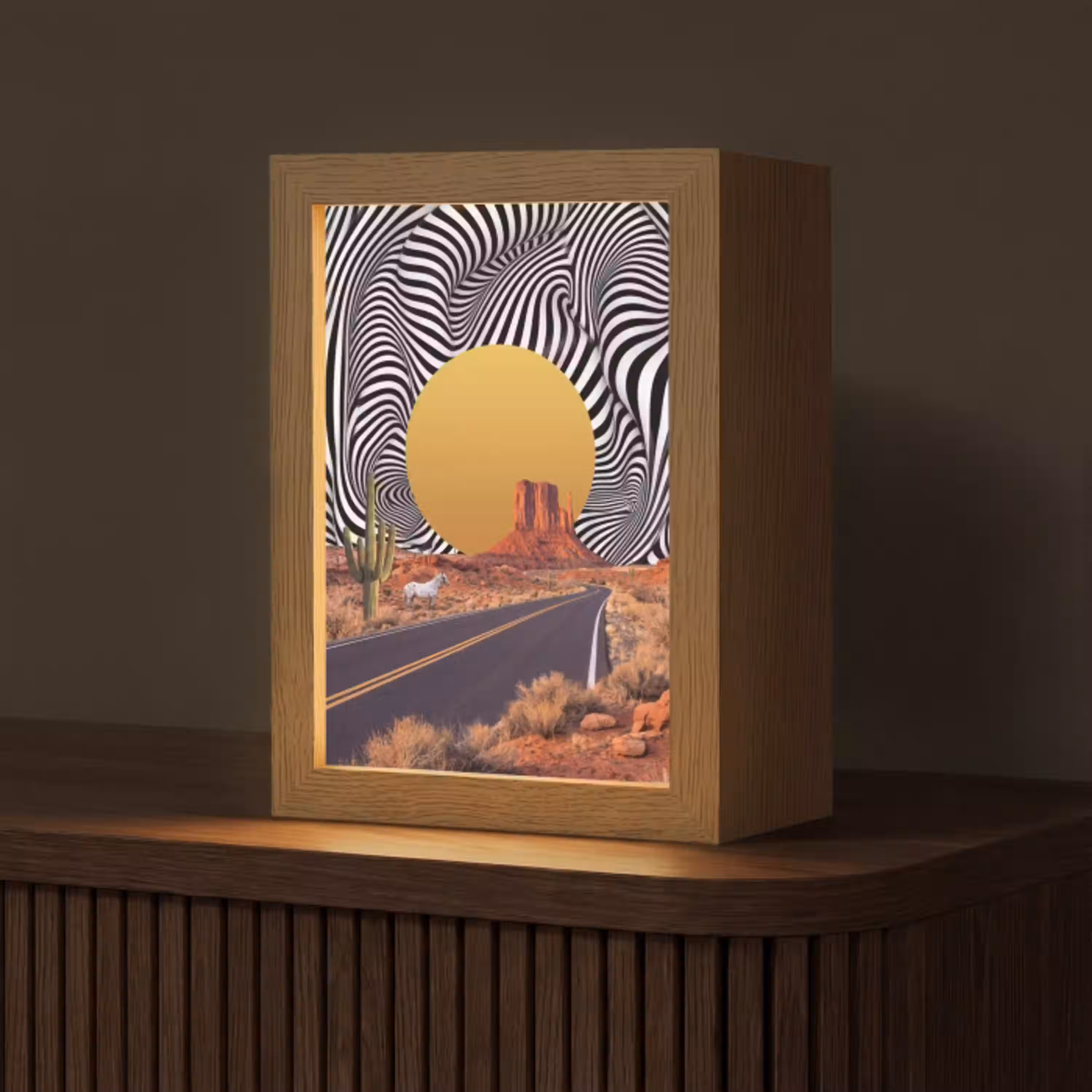 Paard - Woestijn - Natuur Light Box met kabel (Tafellamp) klein -z3d_website
