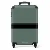 Groene achtergrond met dubbele horizontale strepen NBS - Handbagage koffer - Volwassenen Unisex middel -productfoto_recht
