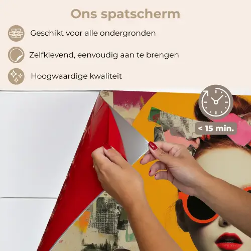 Vrouw - Bril - Strik - Retro keuken achterwand spatscherm klein -spatscherm_NL