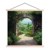 Doorkijk - Landschap - Bloemen - Pad - Uitzicht textielposter latten blank klein -3d