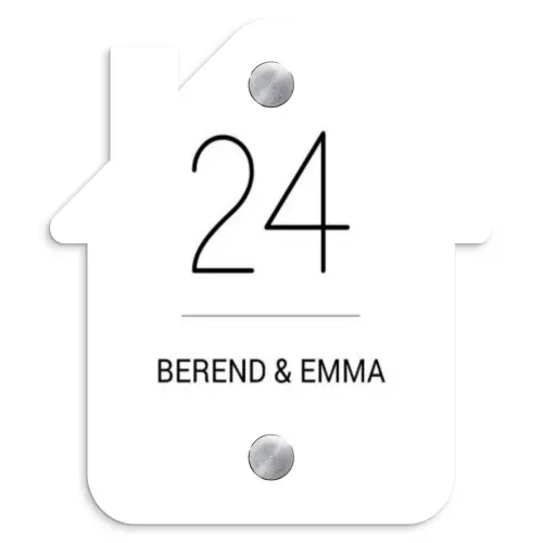 Wit vlak - Klassiek Naambord Huisje klein -3d