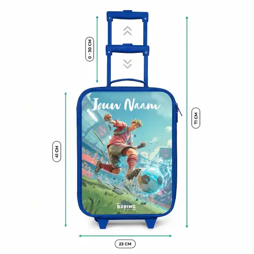 Stadion - Voetballer - Bal - Elektrisch Kinderkoffer - Blauw klein -productfoto_formaten