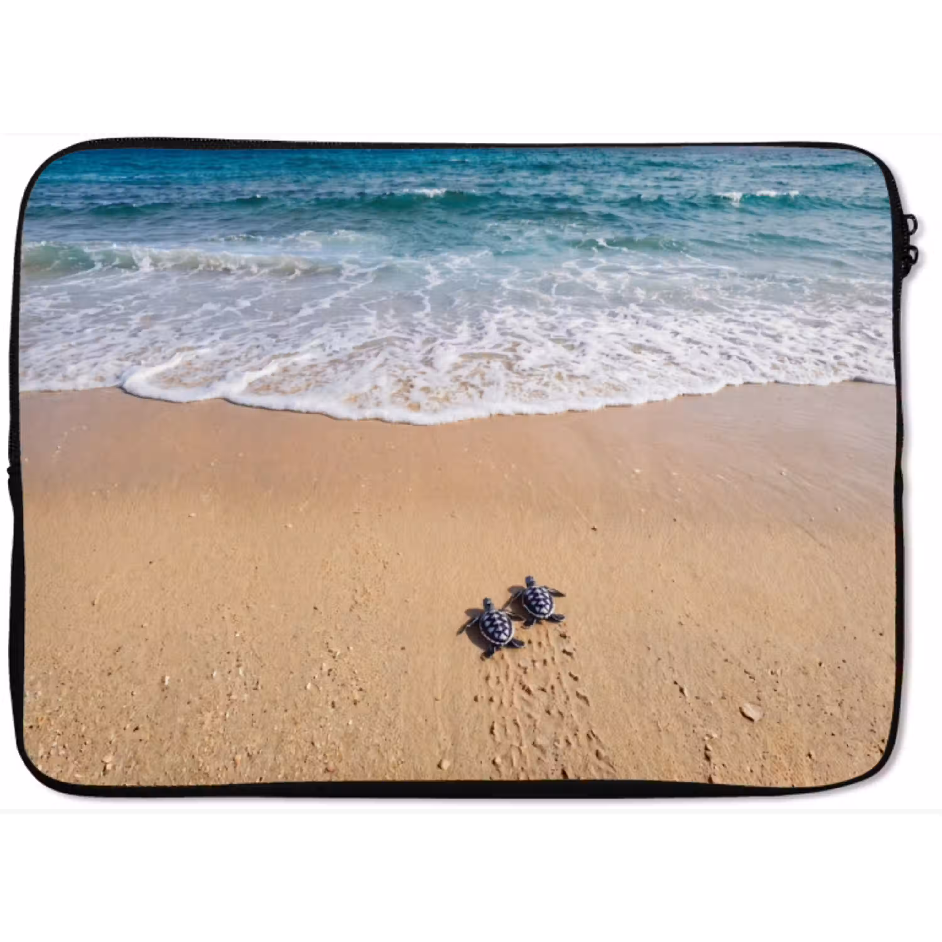 Schildpad - Jong - Strand - Oceaan - Blauw laptophoes neopreen klein -zkaufland3dotto