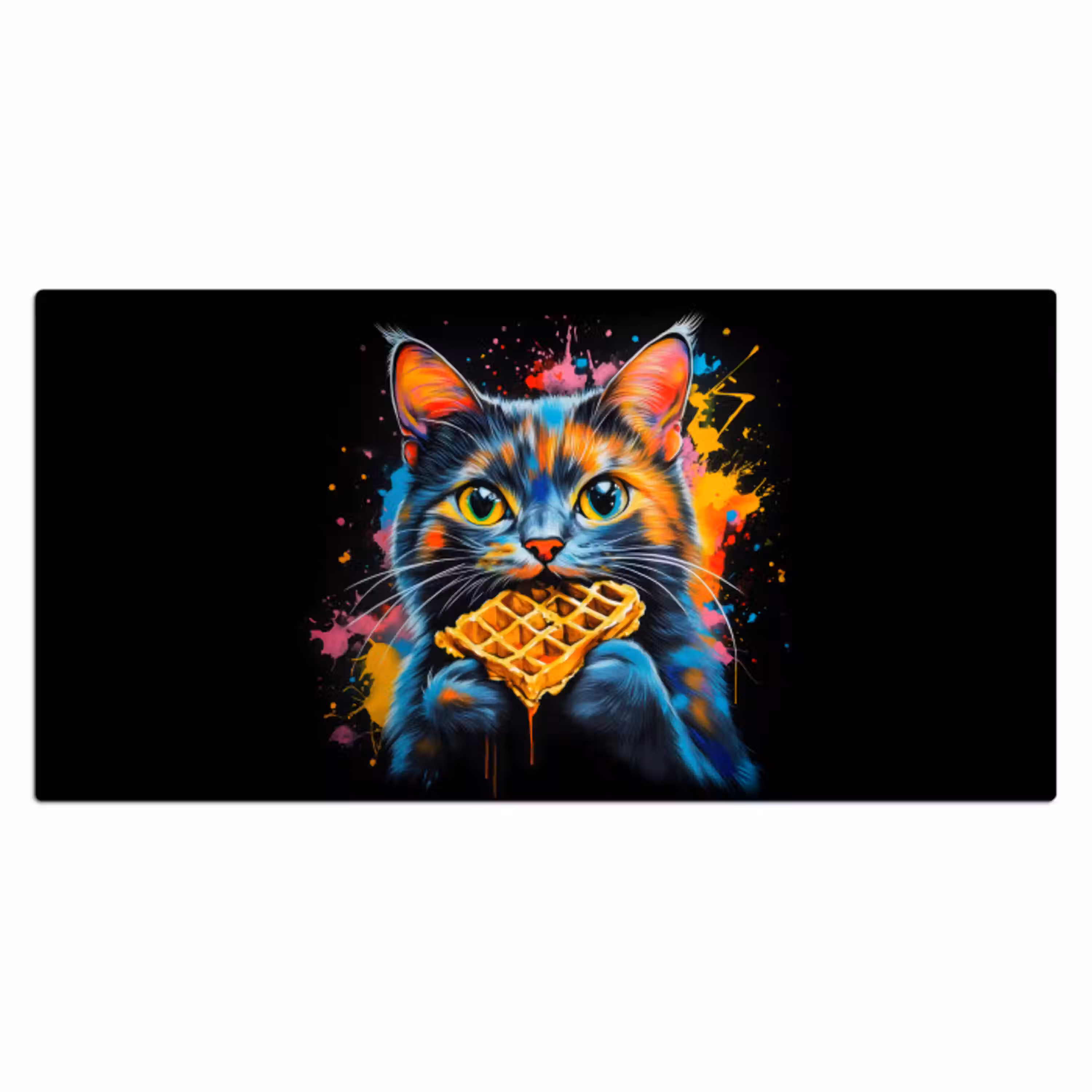 Kat - Graffiti - Kleurrijk - Wafel - Eten Muismat XXL klein -3d_leeg