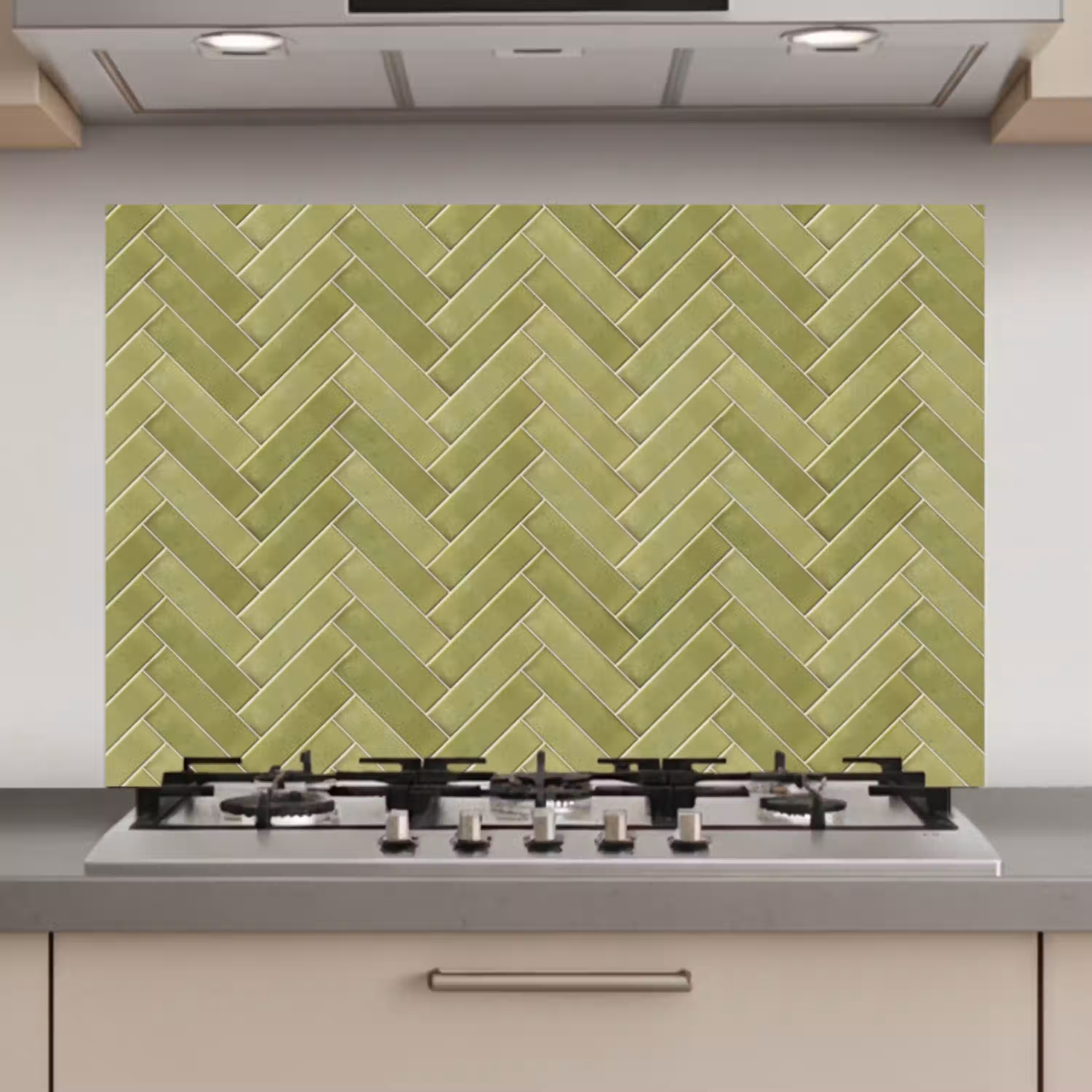 Visgraat - Wandtegel - Olijfgroen keuken achterwand spatscherm klein 900 -3d_website